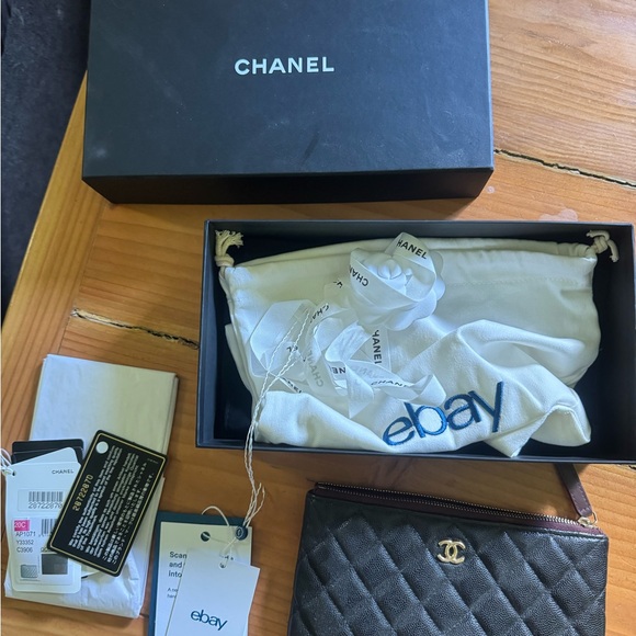 CHANEL Quilted Black Leather Clutch - Picture 1 of 8